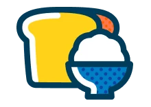 Official Nintendo Tomodachi Life Living the Dream food icon showing a yellow drink and blue bowl