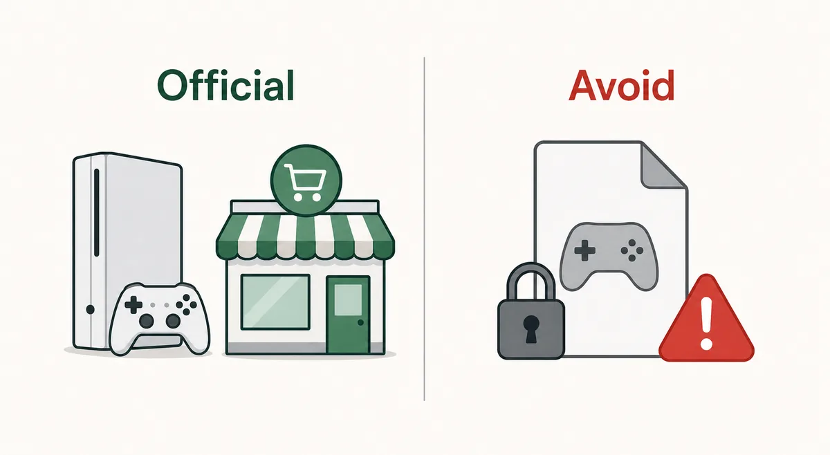 Editorial comparison of official game access versus risky unknown download files